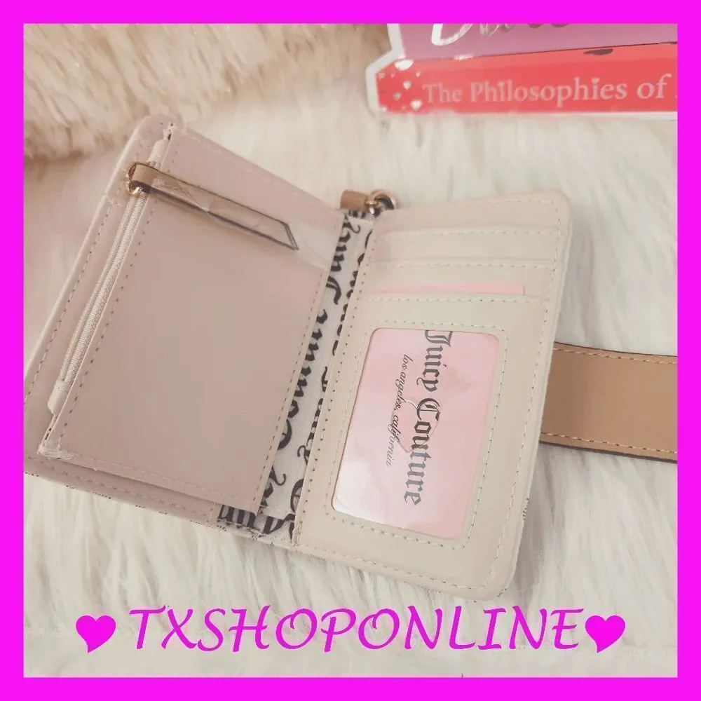 💗🌺{Juicy Couture} Pecan white with pecan modern chic tab card wallet🌺💗